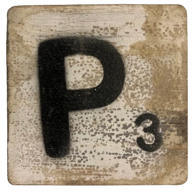 Houten Scrabble Letter P - Wit - 10x10