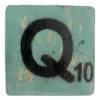Houten Scrabble Letter Q - Groen-Blauw - 10x10