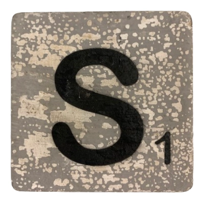 Houten Scrabble Letter S - Donkergrijs - 10x10
