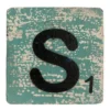 Houten Scrabble Letter S - Donkergroen - 10x10