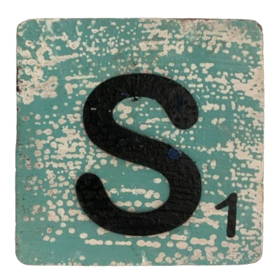 Houten Scrabble Letter S - Donkergroen - 10x10
