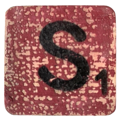 Houten Scrabble Letter S - Donkerrood