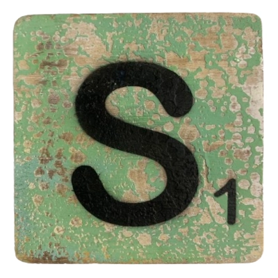 Houten Scrabble Letter S - Groen - 10x10