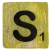 Houten Scrabble Letter S - Lichtgroen- 10x10