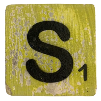 Houten Scrabble Letter S - Lichtgroen- 10x10