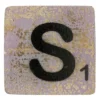 Houten Scrabble Letter S - Lichtpaars - 10x10