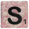Houten Scrabble Letter S - Paars-Roze 10x10 cm