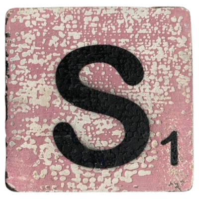 Houten Scrabble Letter S - Paars-Roze 10x10 cm