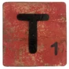 Houten Scrabble Letter T - Rood - 10x10
