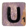 Houten Scrabble Letter U - Donkerpaars