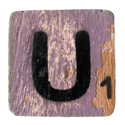 Houten Scrabble Letter U - Donkerpaars