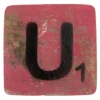 Houten Scrabble Letter U - Fel Roze - 10x10