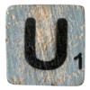 Houten Scrabble Letter U - Grijs-Blauw