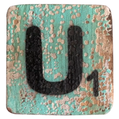 Houten Scrabble Letter U - Groen