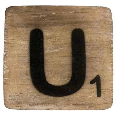 Houten Scrabble Letter U - Naturel - 10x10