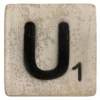 Houten Scrabble Letter U - Wit - 10x10