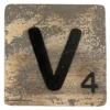 Houten Scrabble Letter V - Donkergrijs - 10x10