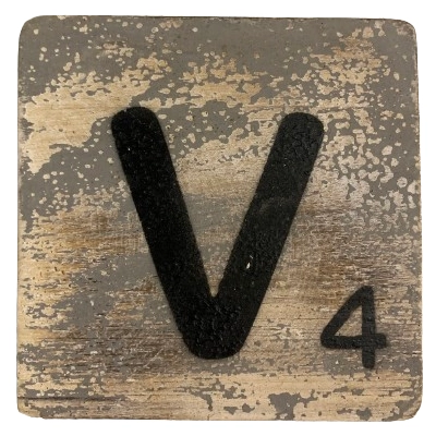 Houten Scrabble Letter V - Donkergrijs - 10x10