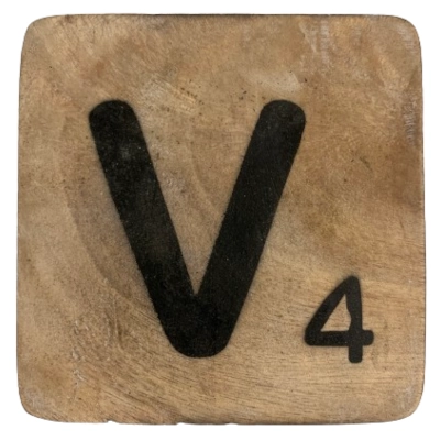 Houten Scrabble Letter V - Naturel - 10x10