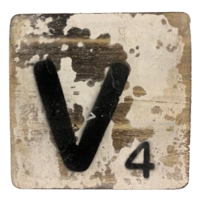 Houten Scrabble Letter V - Wit - 10x10
