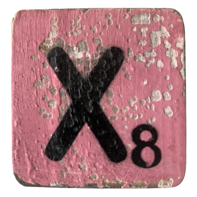 Houten Scrabble Letter X - Paars-Roze