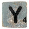 Houten Scrabble Letter Y - Grijs-Blauw