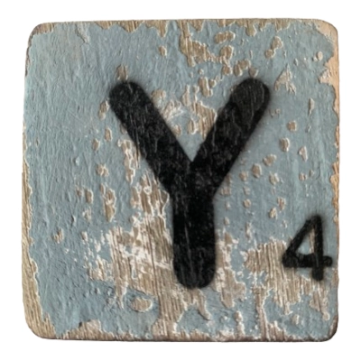 Houten Scrabble Letter Y - Grijs-Blauw