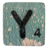 Houten Scrabble Letter Y - Groen-Blauw