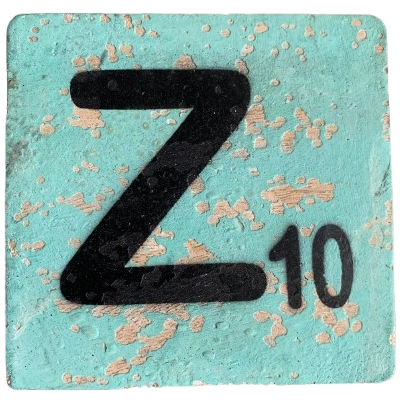 Houten Scrabble Letters Z - Groen-Blauw 10x10 cm