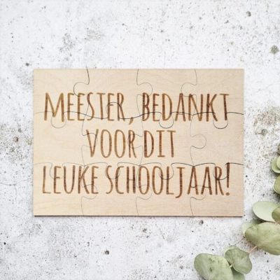 Houten puzzel | Meester, bedankt voor dit leuke schooljaar!