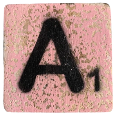 Houten Scrabble Letter A - Roze 10x10 cm