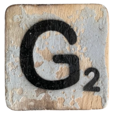 Houten Scrabble letter G - Licht Lichtblauw