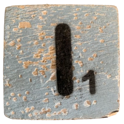Houten Scrabble letter I - Grijs-Blauw