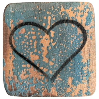 Houten Symbool Open Hart - Donkerblauw