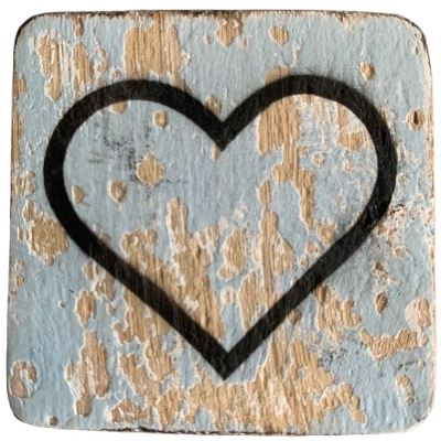 Houten Symbool Open Hart - Grijs-Blauw