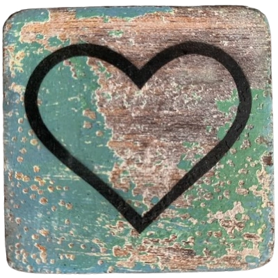 Houten Symbool Open Hart - Groen-Blauw