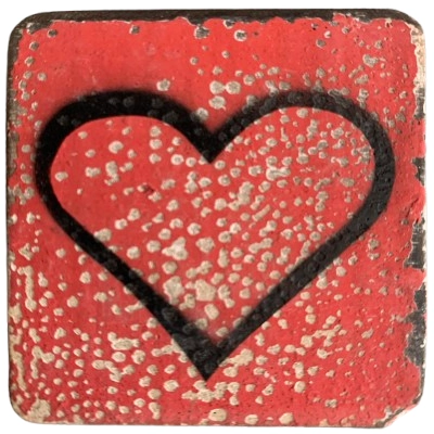 Houten Symbool Open Hart - Rood