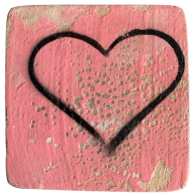 Houten Symbool Open Hart - Zalm Roze