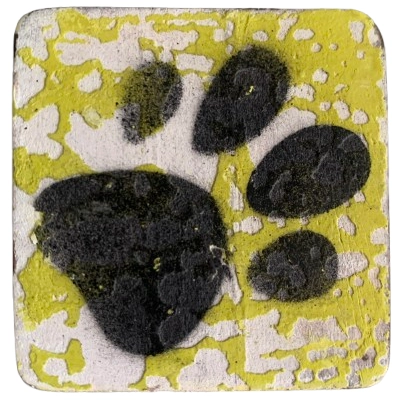 Houten Symbool Pootafdruk - Mosgroen