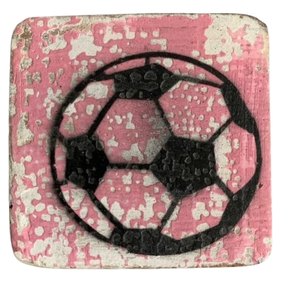 Houten Symbool Voetbal - Donkerroze Houten Symbool Voetbal - Donkerroze
