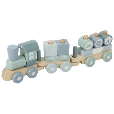Little Dutch - Houten Blokkentrein blauw Little Dutch - Houten Blokkentrein