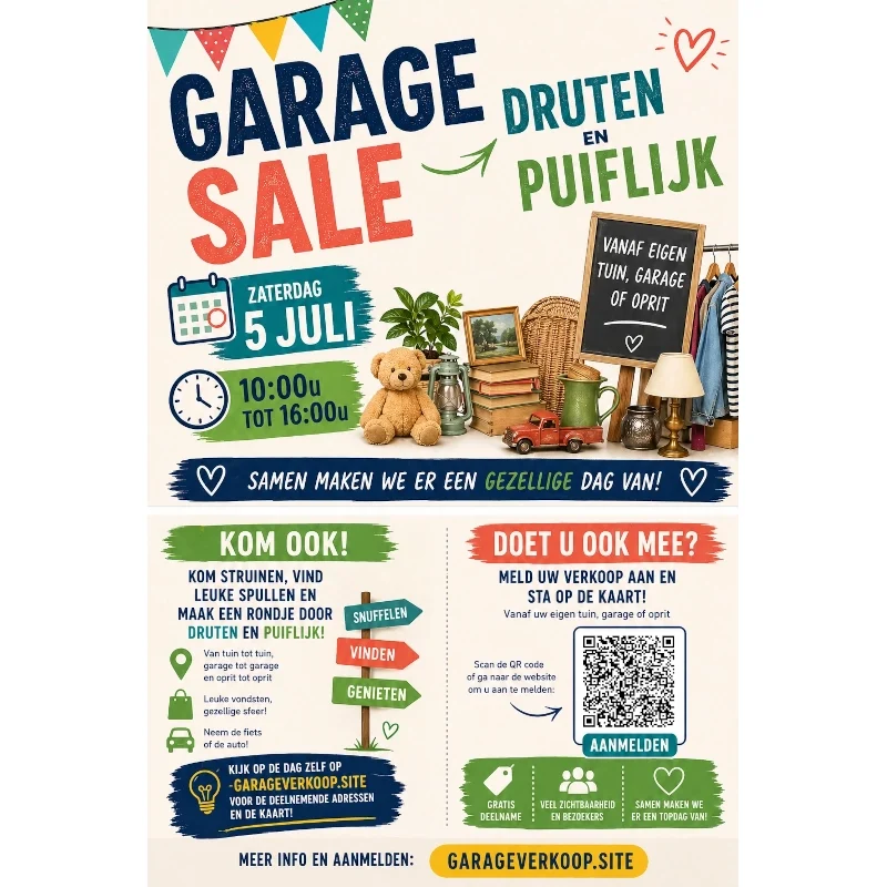 Flyer Garagesale 5 juli 2026